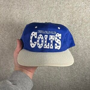 Vintage 90s Indianapolis Colts blue and white twill SnapBack hat cap